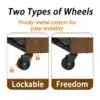 dog crate furniture with wheels and lockable casters for easy movement