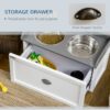 dog feeder with storage drawer for pet food and accessories