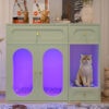Hidden Litter Box Enclosure | LED Furniture Cabinet with Storage Drawers & Acrylic Doors