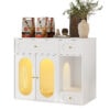 Hidden Litter Box Enclosure | LED Furniture Cabinet with Storage Drawers & Acrylic Doors
