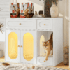 Hidden Litter Box Enclosure | LED Furniture Cabinet with Storage Drawers & Acrylic Doors