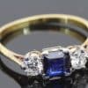 Sapphire and Diamond Three Stone Ring