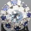 Aquamarine and Diamond Cluster Ring