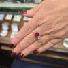 Elegant ruby and diamond ring showcased at Weldons Jewellers. Perfect for special occasions and jewe.