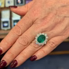 Emerald and diamond cluster ring