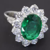 Emerald and diamond cluster ring
