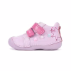 Pantofi din piele naturală pentru primii pași, roz cu detalii jucăușe și un unicorn.