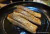 Pan fry salmon , flip over when skin is crispy