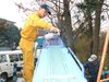 吹付塗装　作業中。