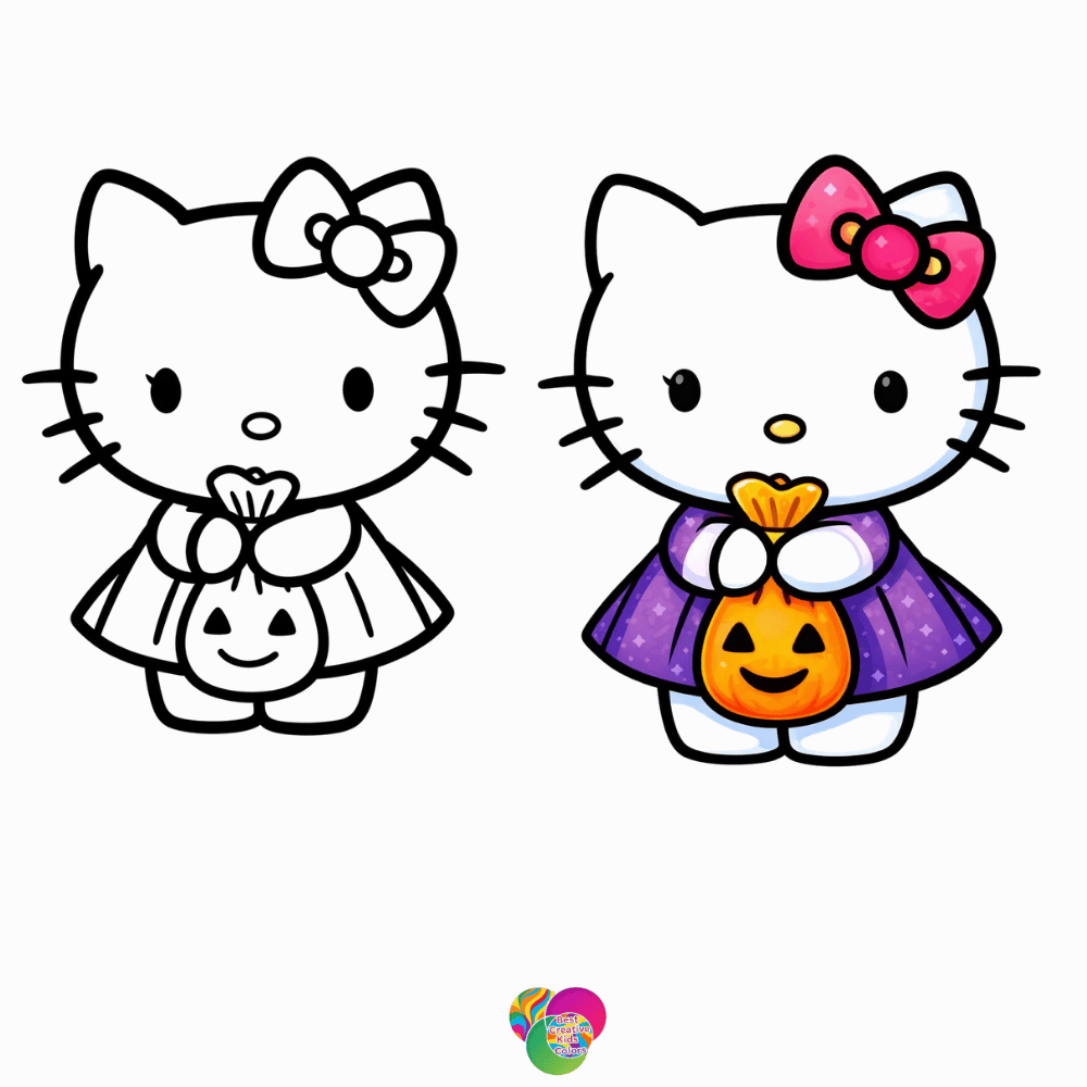 Hello Kitty Halloween Coloring Pages: 24 Free Printables