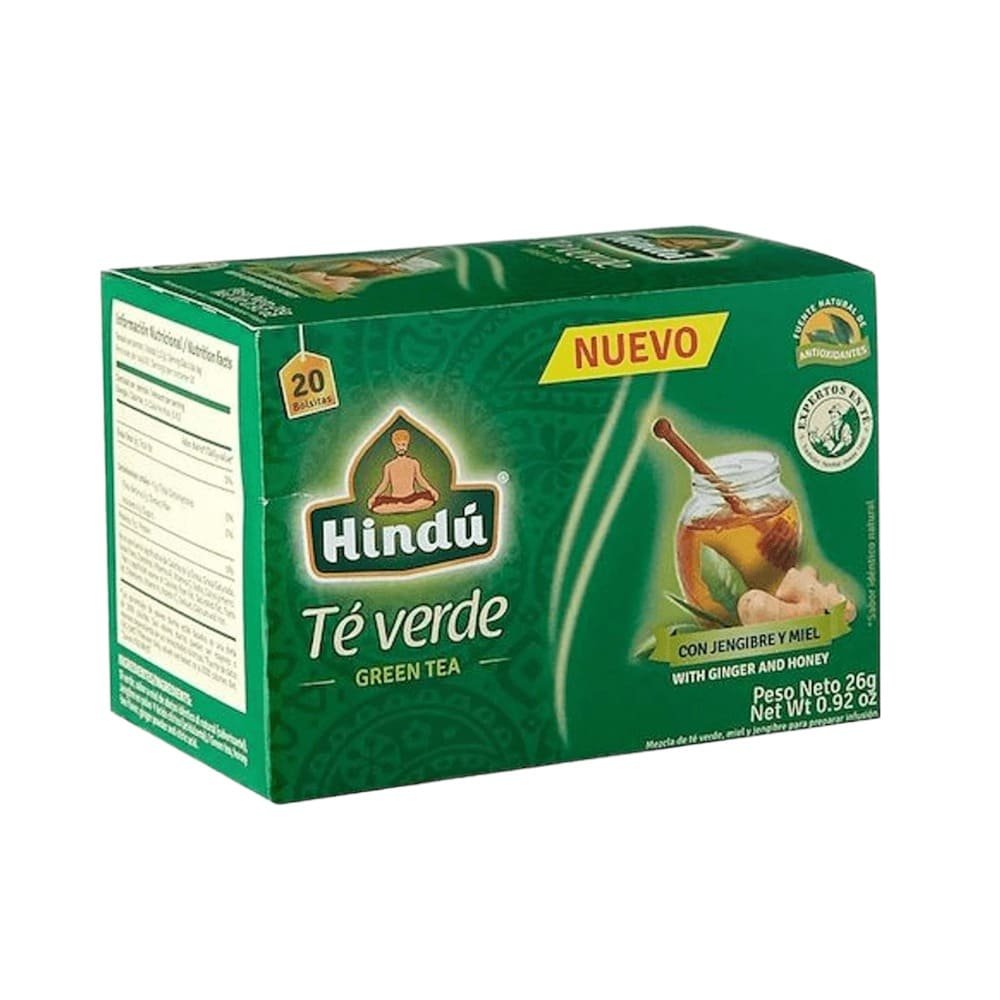 CAJA DE TE VERDE JENGIBRE MIEL HINDU