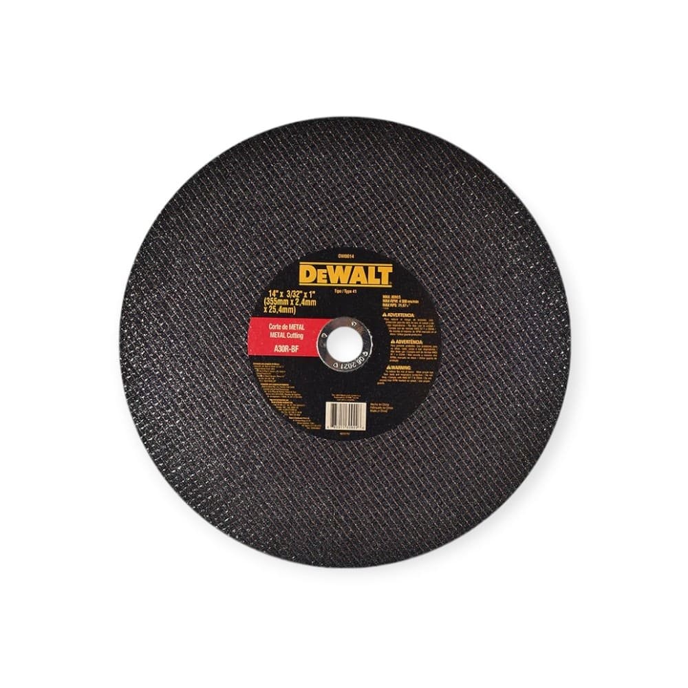 DISCO ABRASIVO PLANO CORTA METAL DEWALT TAMAÑO 14 IN