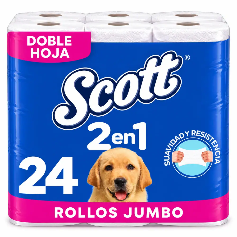 Papel Higiénico Scott 2 en 1 Doble Hoja – 24 Rollos