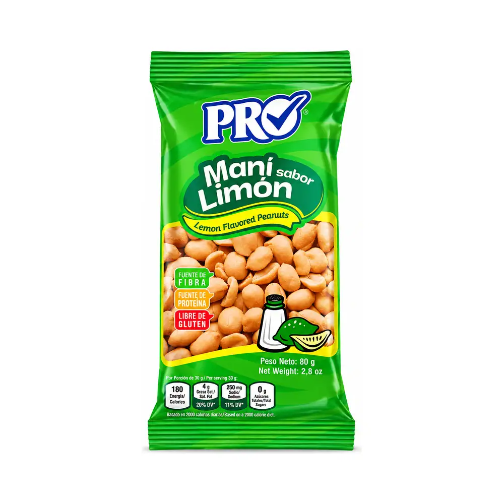 Maní PRO con Limón Bolsa 80G