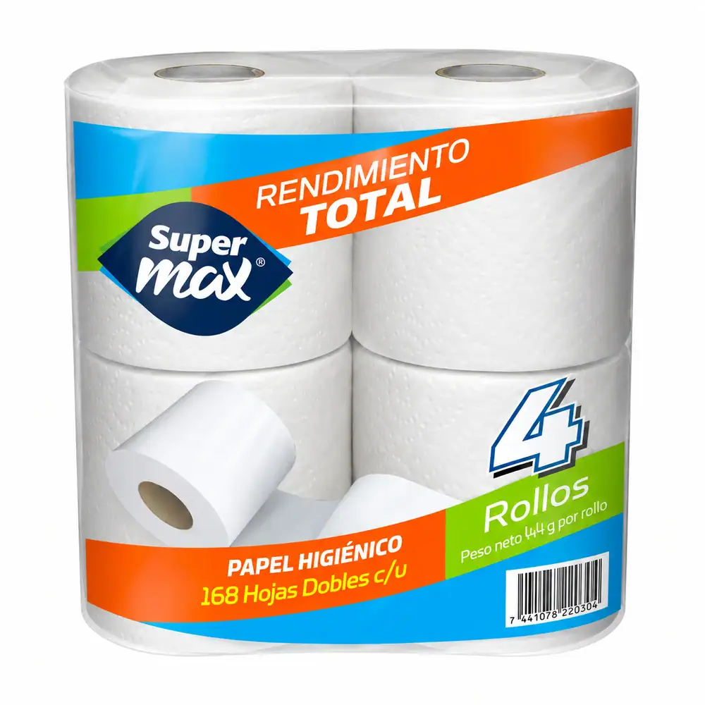 Papel higiénico Supermax 168 hojas 4 rollos