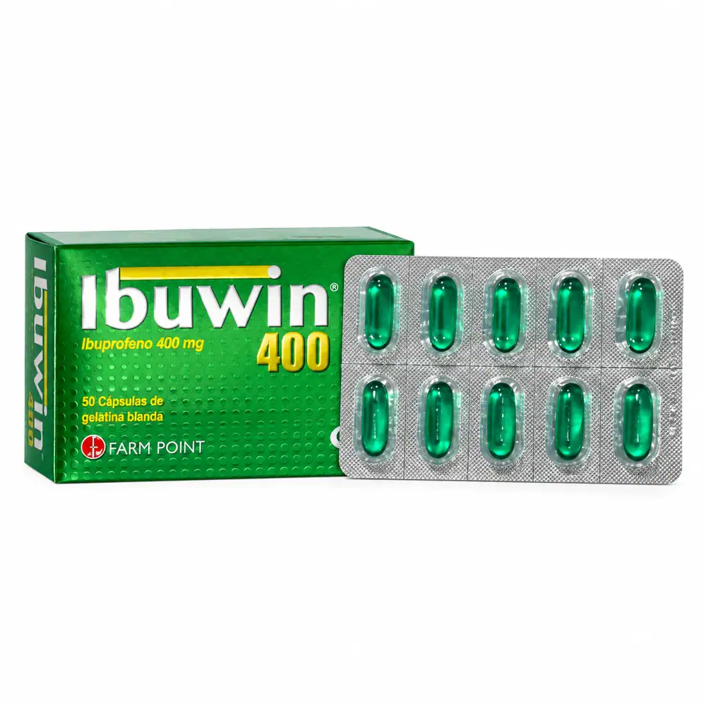 IBUWIN 400 mg Ibuprofeno 50 cápsulas de gelatina blanda