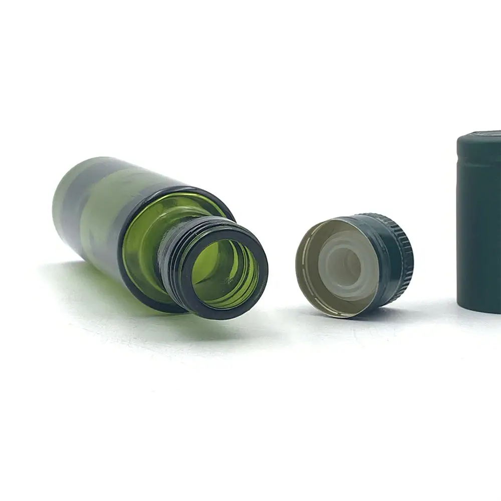 100ml Round Olive Oil Bottle – Antique Green / Dark Green | Wholesale Factory Supply 4 100ml Dark Green Round Olive Oil Bottle with Cap