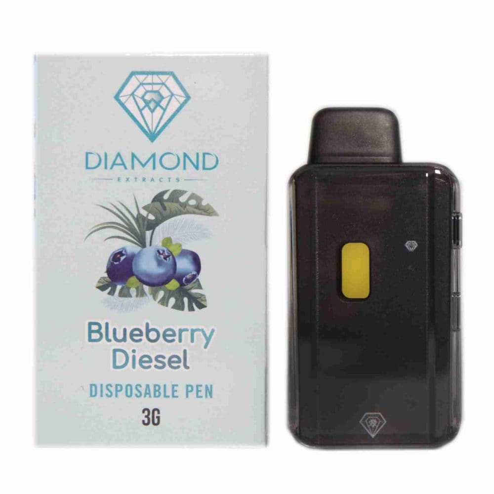 Blueberry diesel cartridge 3g disposable vape by Diamond Concentrates at Herb Castle