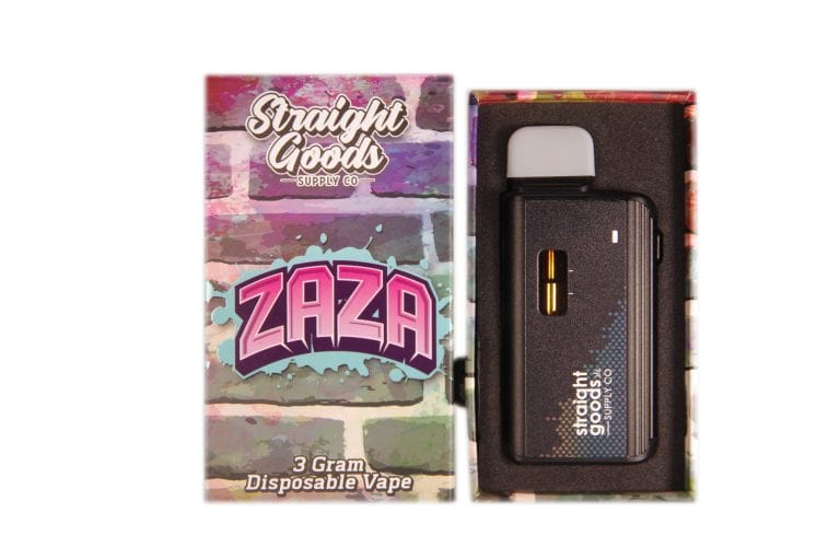 Zaza Packs 3g Disposable vape with gassy candy flavour and premium Delta-9 distillate from Straight Goods Supply Co.