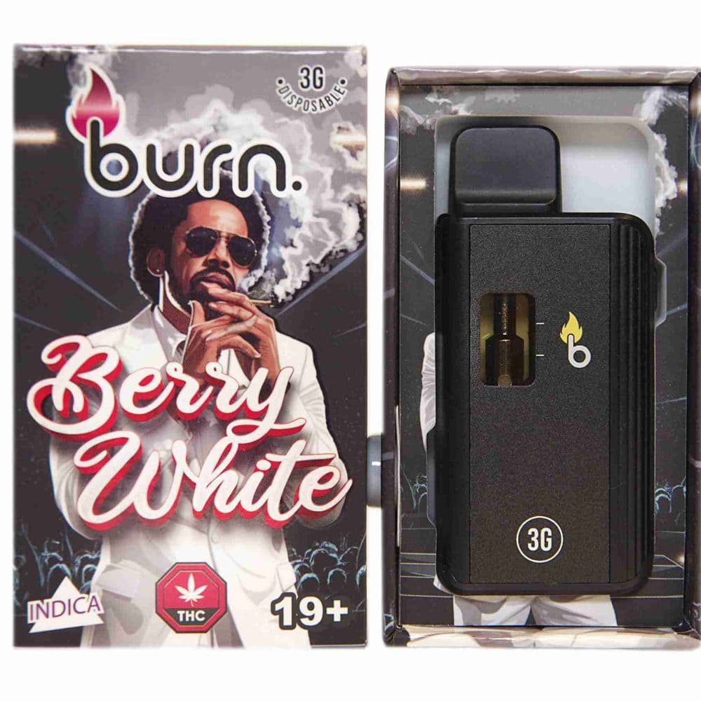 This is an image of Indica Vape Burn Disposable - Berry White