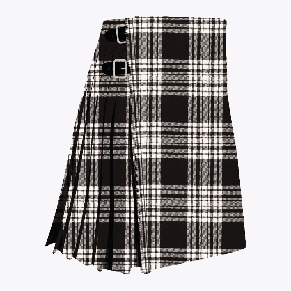menzies black white modern tartan kilt.png