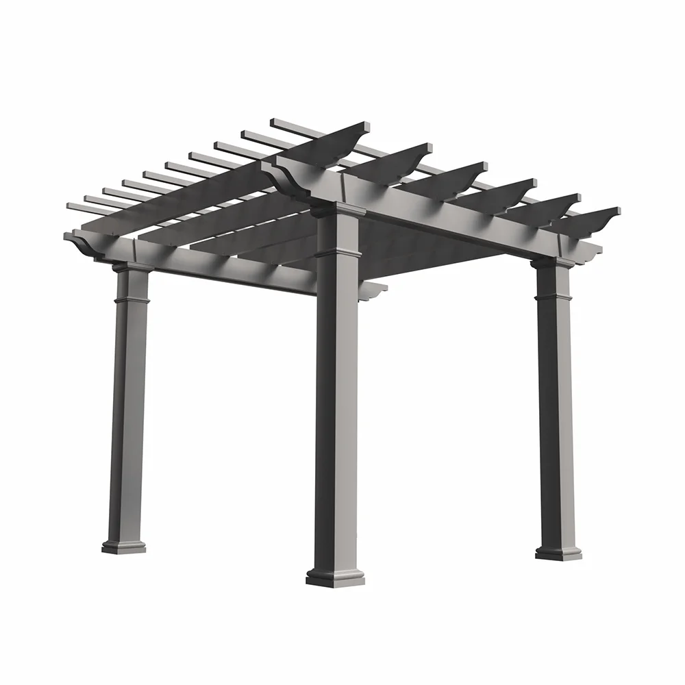 Williamsburg freestanding fiberglass pergola rendering - bottom left angle