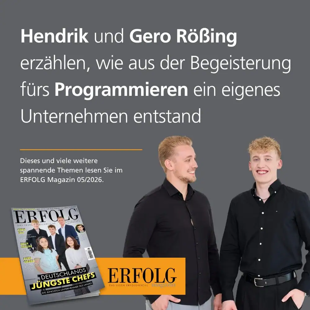 Hendrik und Gero R&ouml;&szlig;ing im Instagram-Beitrag des ERFOLG Magazins zum Interview in Ausgabe 05/2026