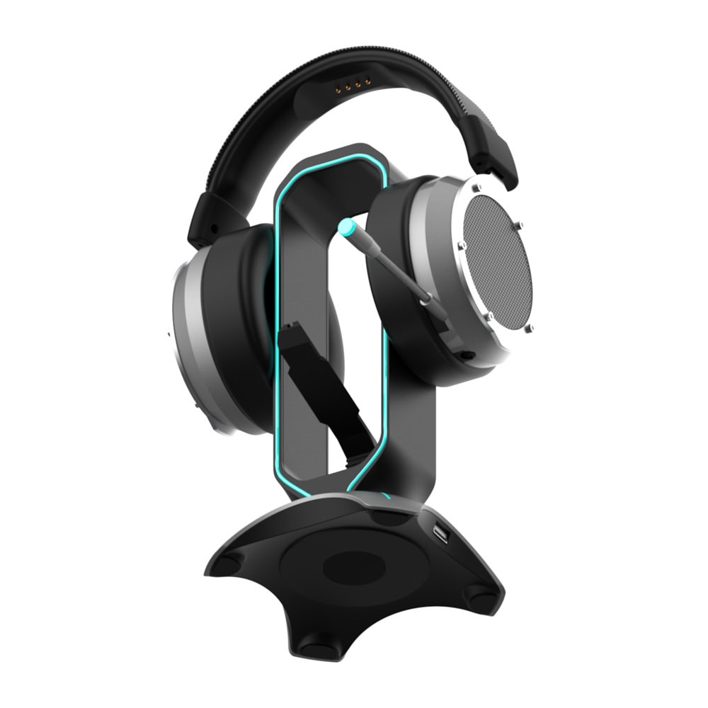 3 в 1 Gaming Органайзер – Стойка за слушалки, USB хъб и Бънджи за мишка - 1