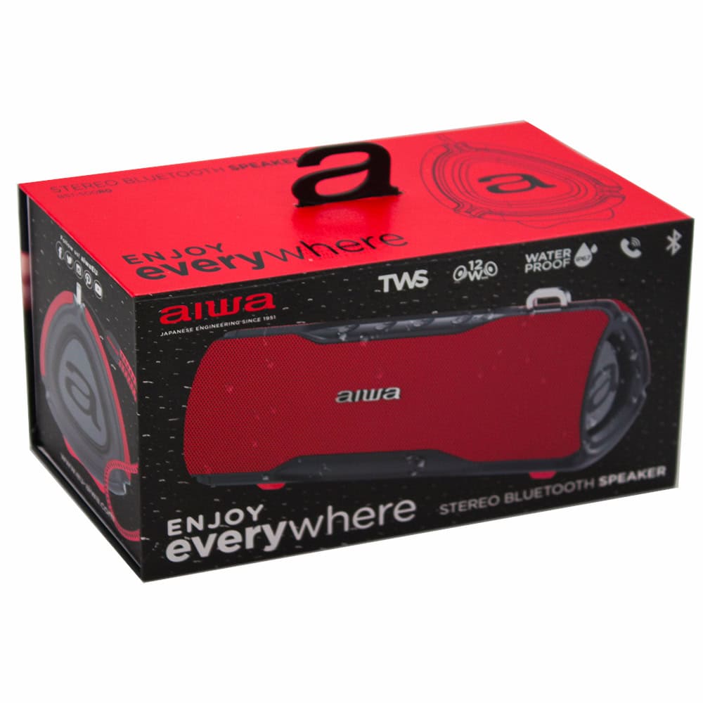 Преносим стерео високоговорител Aiwa BST-500RD, Bluetooth, True Wireless, Handsfree, IP67, 12W, Червен - 1