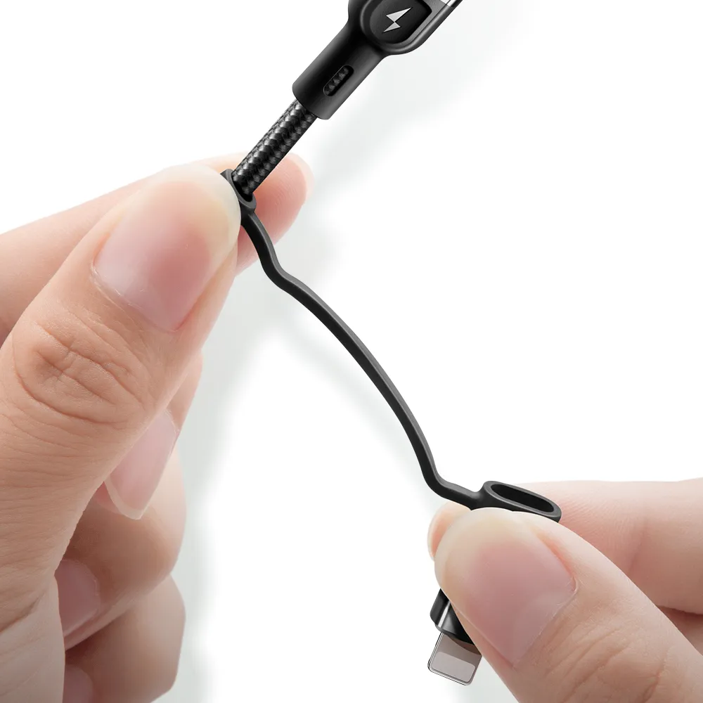 Кабел Xmart - 4in1, Type-C + USB-A към Type-C + Lightning, черен - 1
