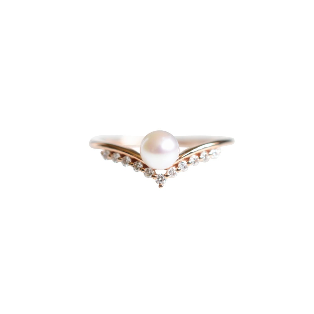 Diamond Akoya Pearl Ring - Giovanna