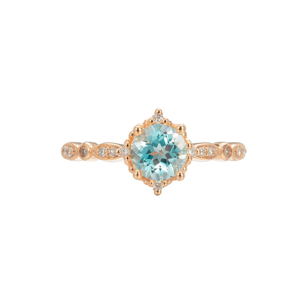 Vintage Aquamarine Engagement Ring - Helena