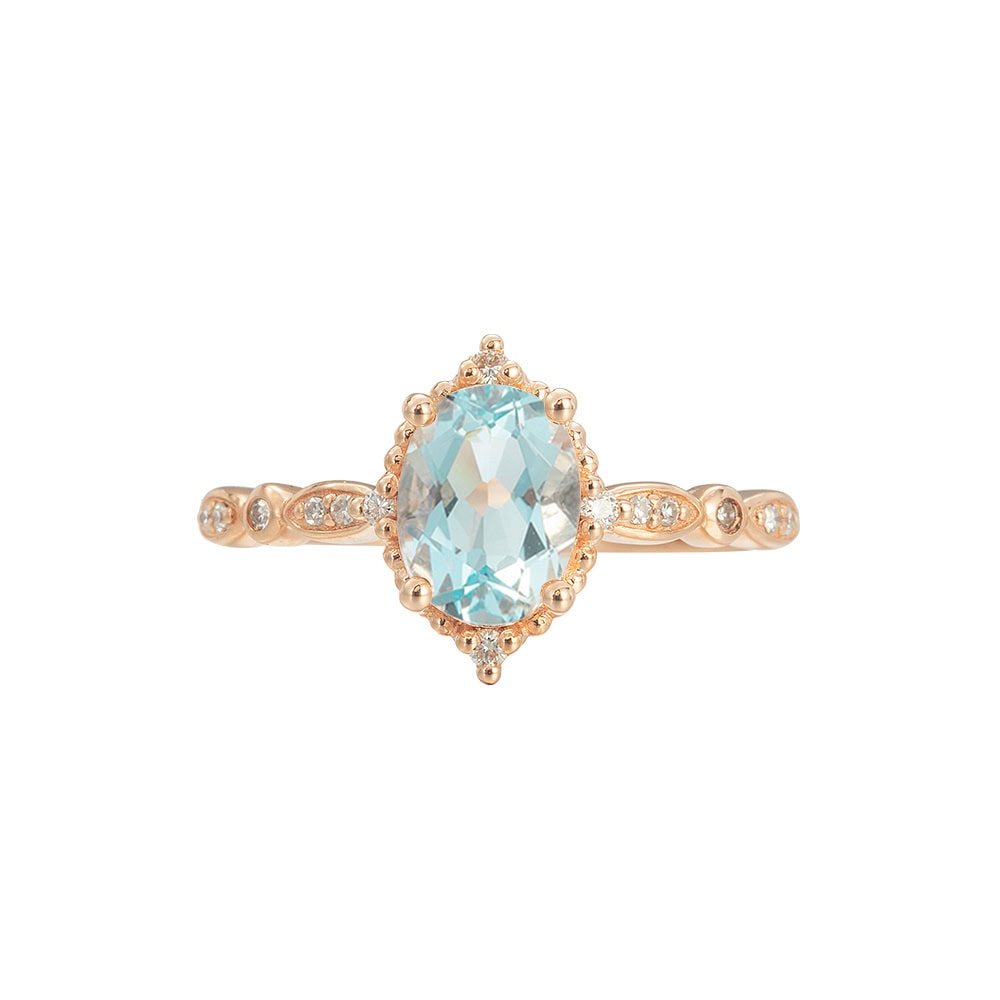 Vintage Aquamarine Wedding Ring - Michelle