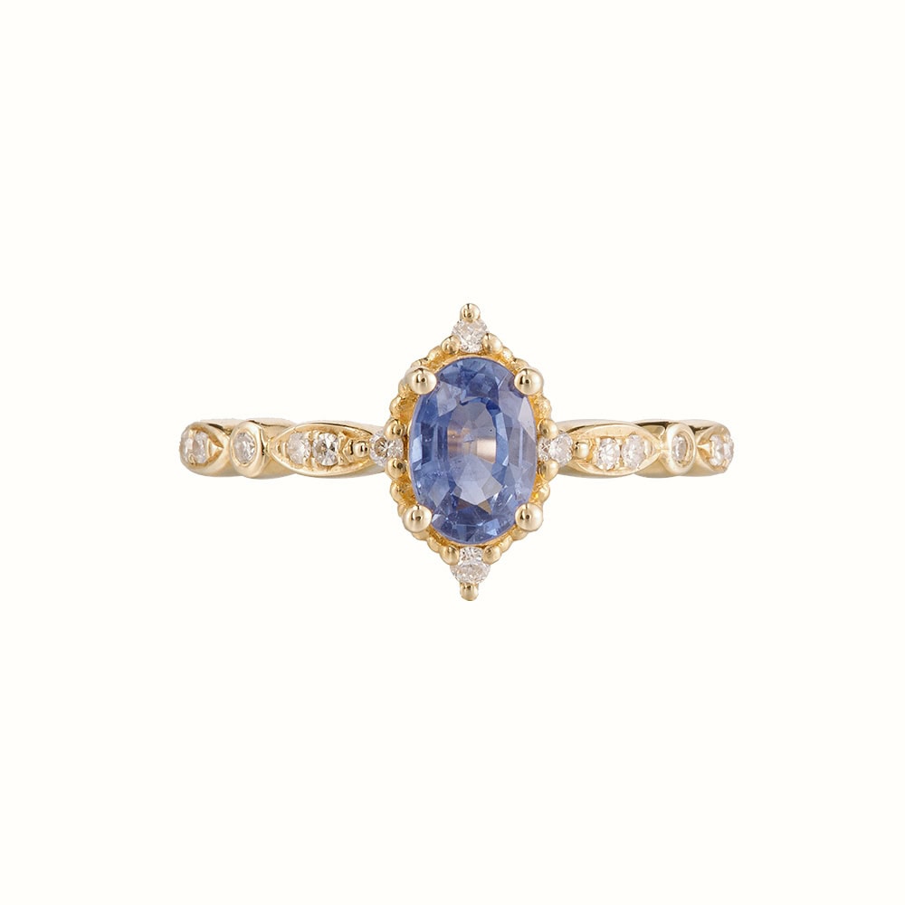 Vintage Blue Sapphire Engagement Ring - Diana