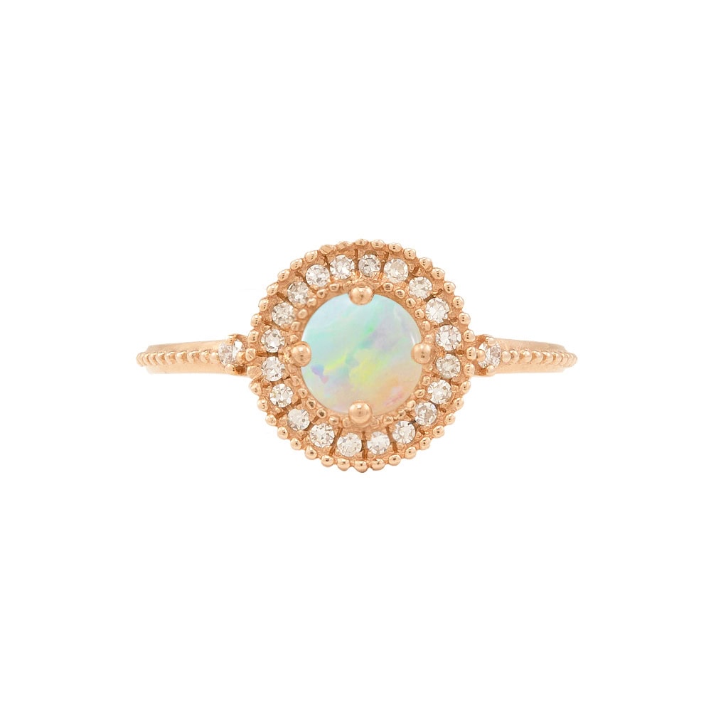 Australian Opal Halo Ring - Nora