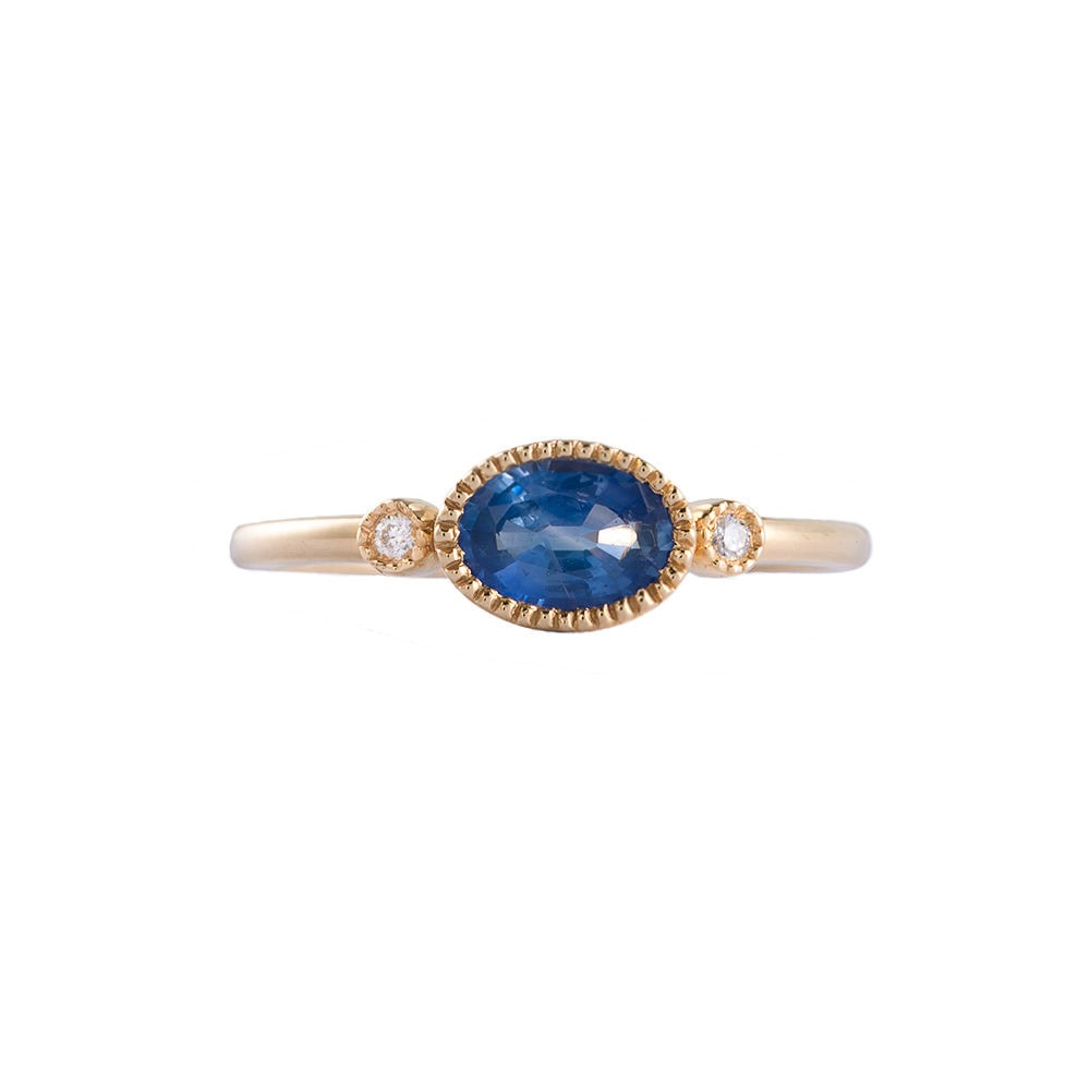 Oval Blue Sapphire Diamond Ring - Blair