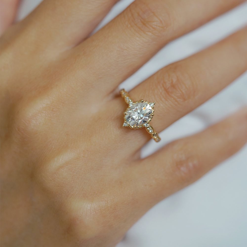 Vintage Oval Moissanite Engagement Ring - Victoria - Image 9