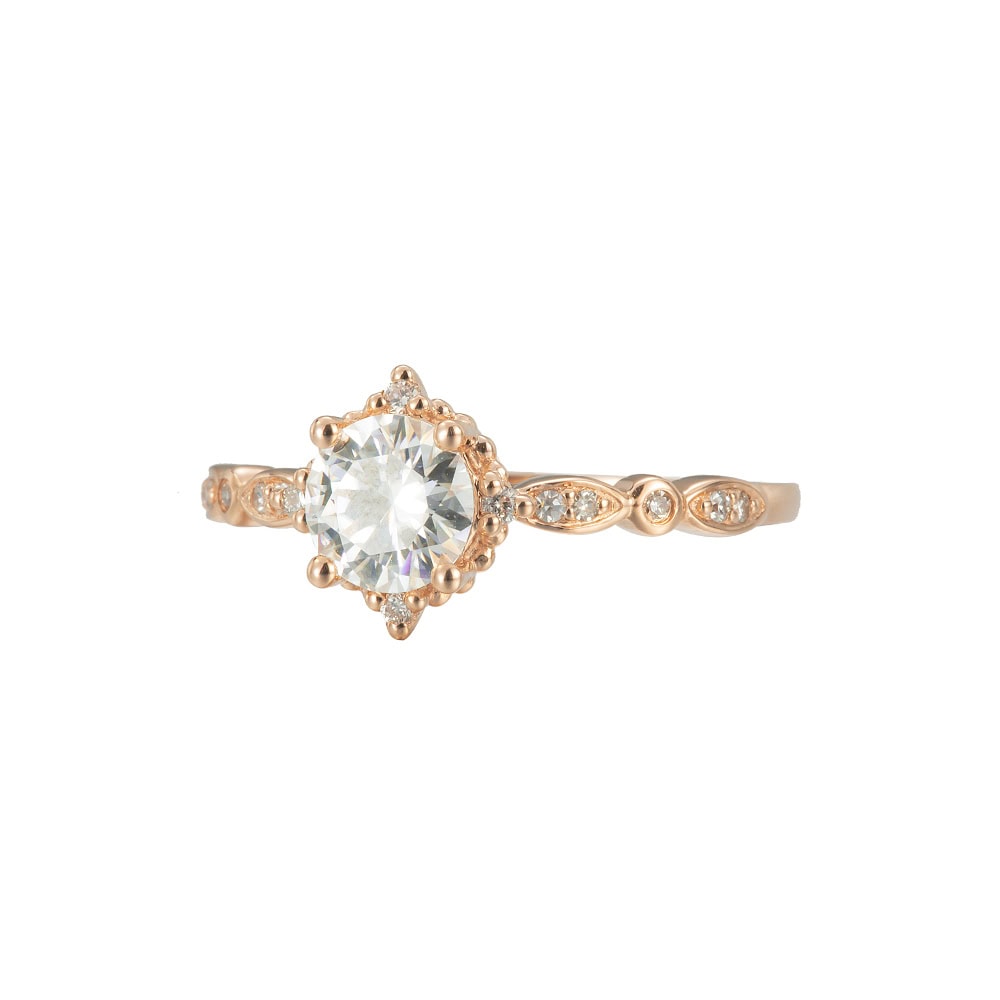 Vintage Round Moissanite Ring - Penelope - Image 2