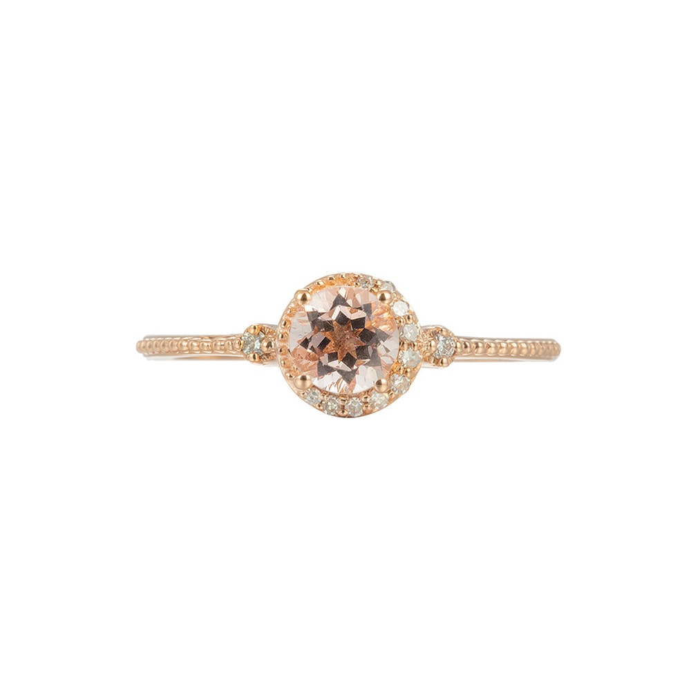 Half Moon Halo Morganite Ring - Hypatia