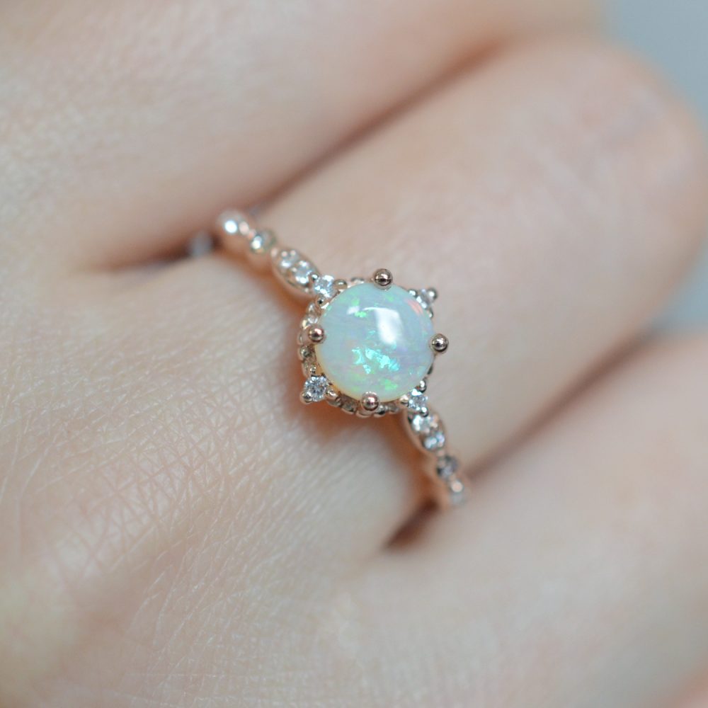 Round Australian Opal Ring - Gwyneth - Image 6