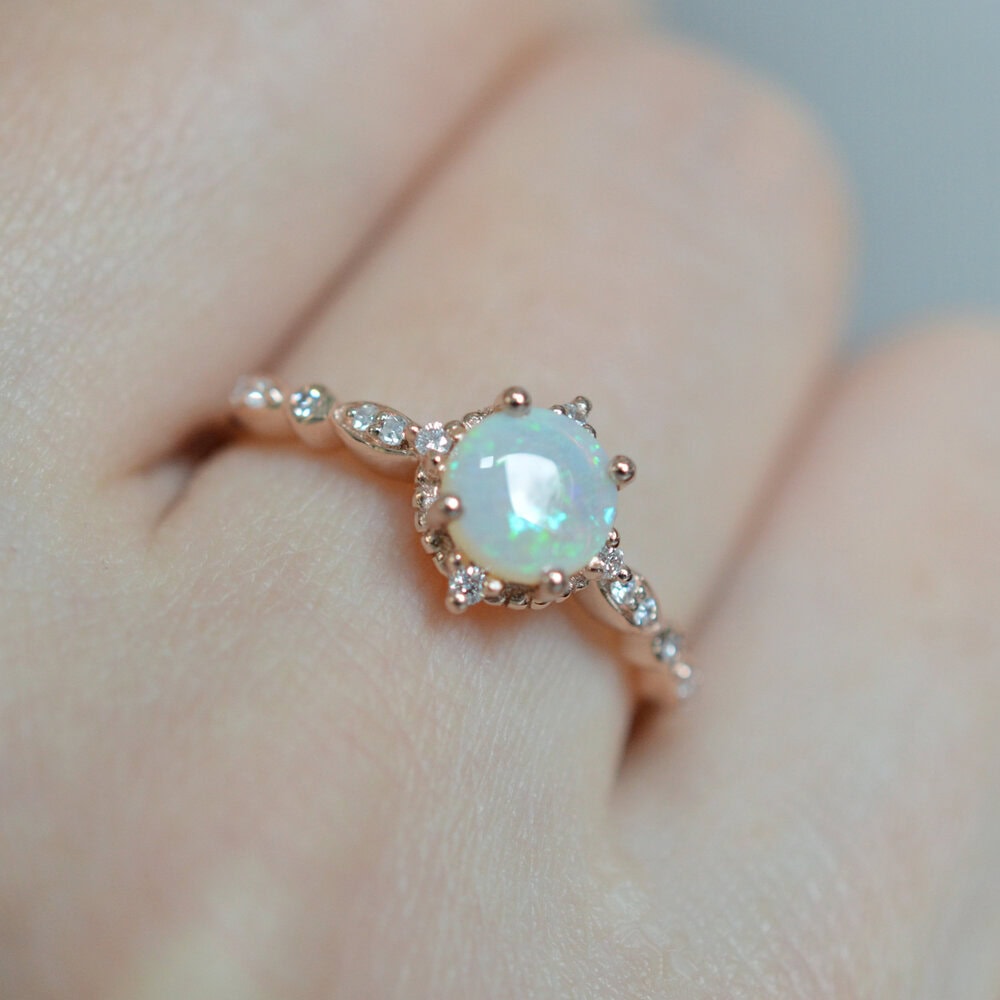Round Australian Opal Ring - Gwyneth - Image 8