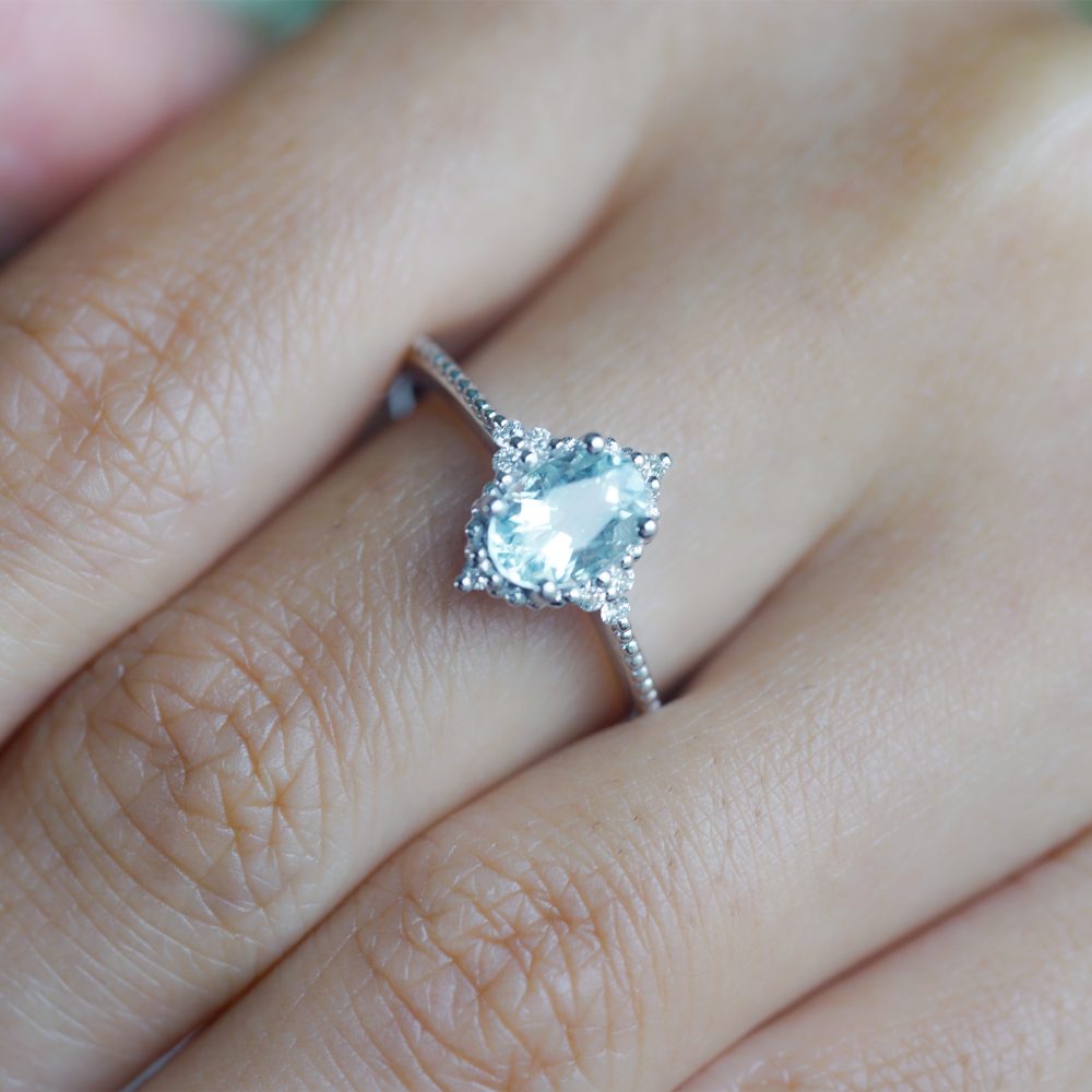 Aquamarine Diamond Ring - Delia - Image 3