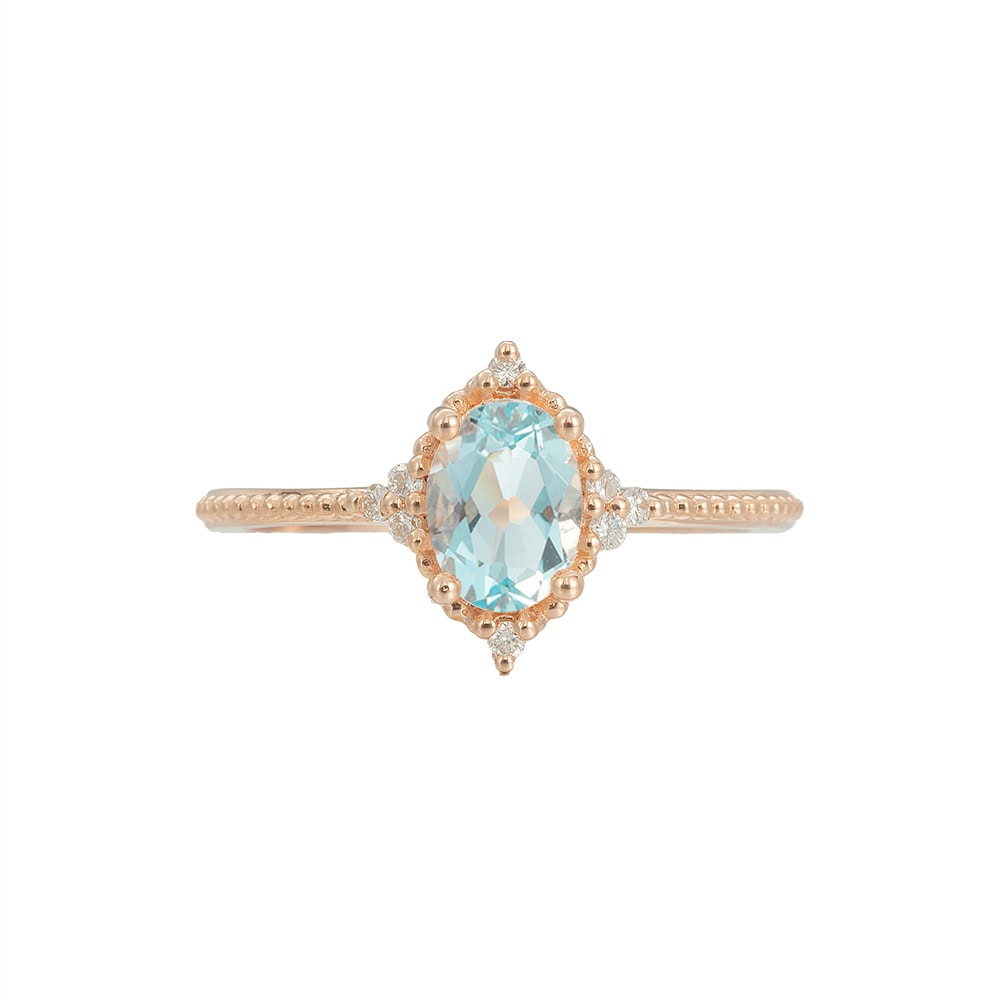 Aquamarine Diamond Ring - Delia