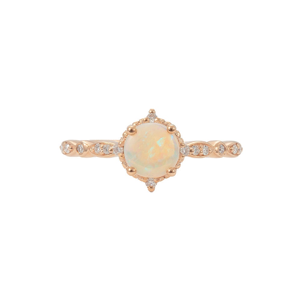 Round Australian Opal Ring - Gwyneth