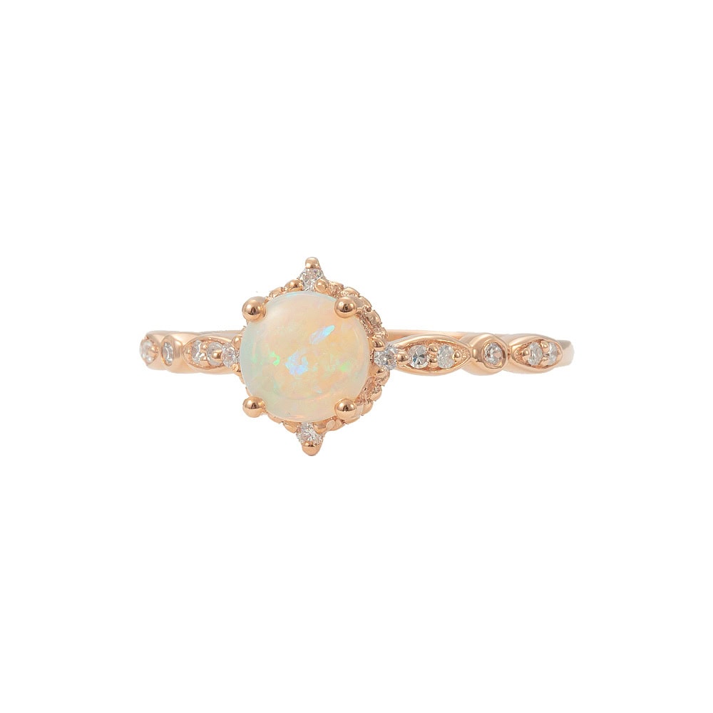 Round Australian Opal Ring - Gwyneth - Image 2