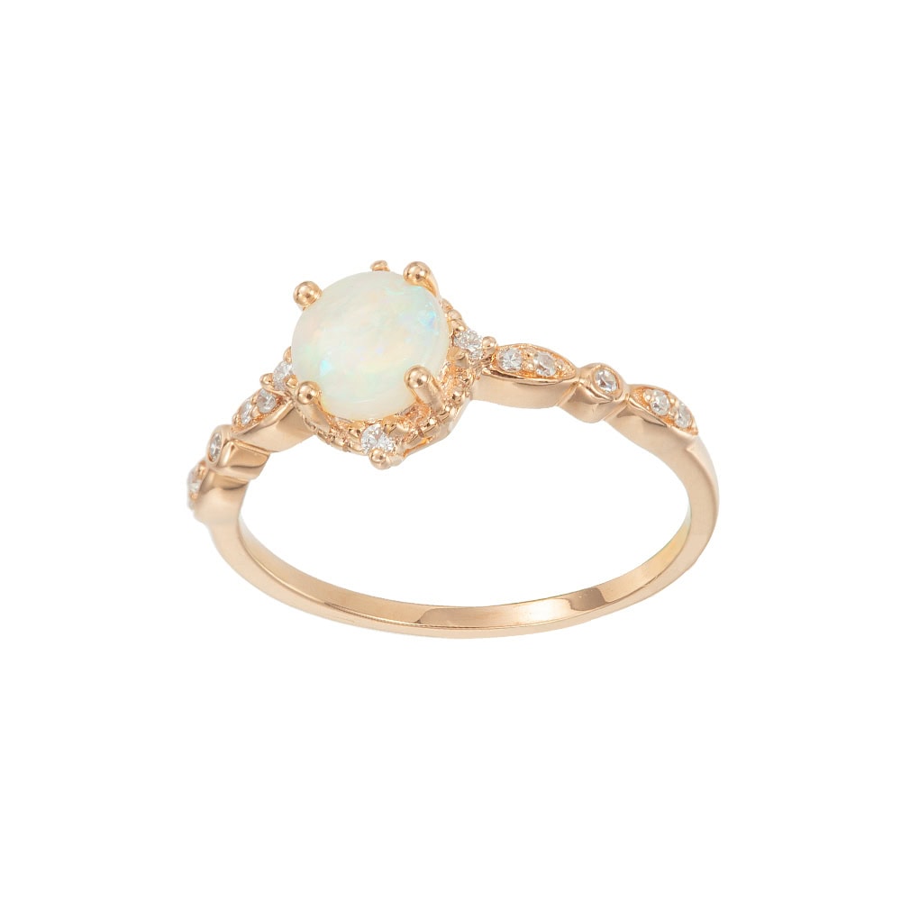 Round Australian Opal Ring - Gwyneth - Image 3