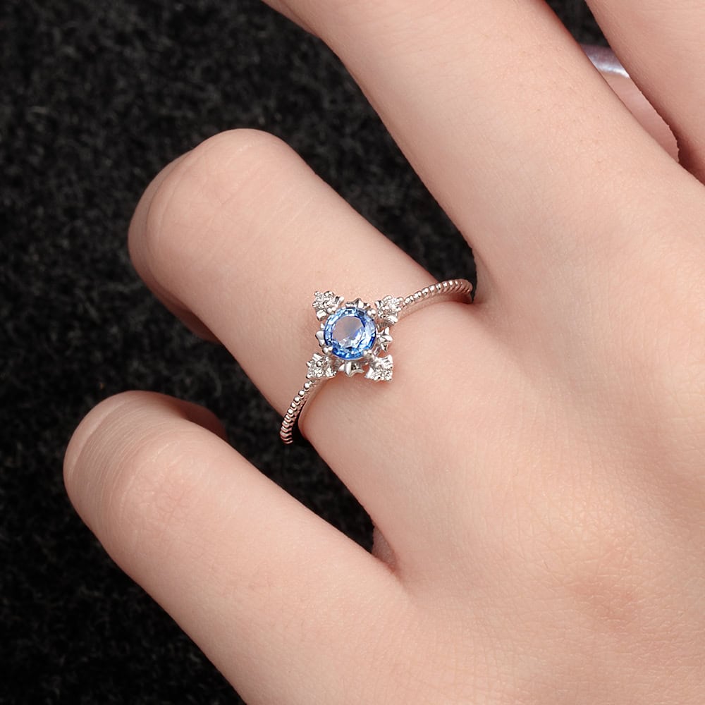 Snowflake Blue Sapphire Ring - Anais - Image 3