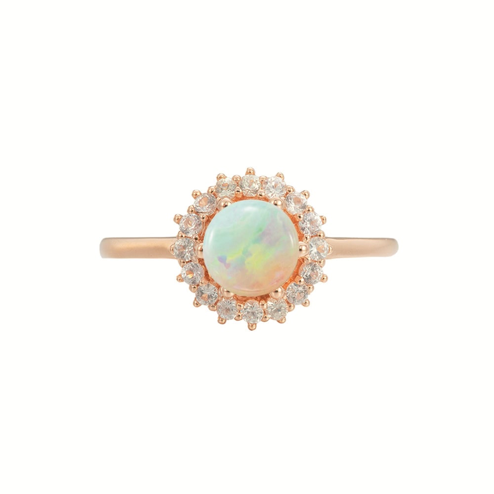 Australian Opal Halo Engagement Ring - Lovelace
