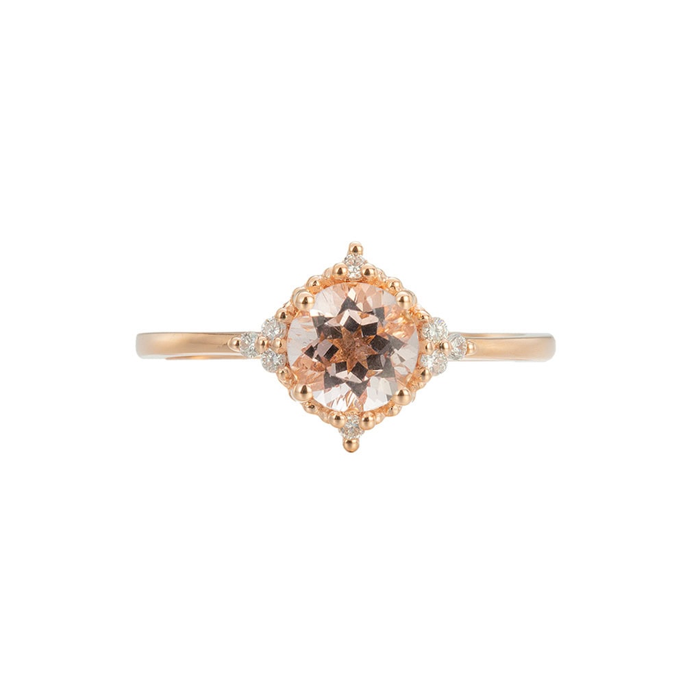 Round Cut Natural Morganite Ring - Lawrence