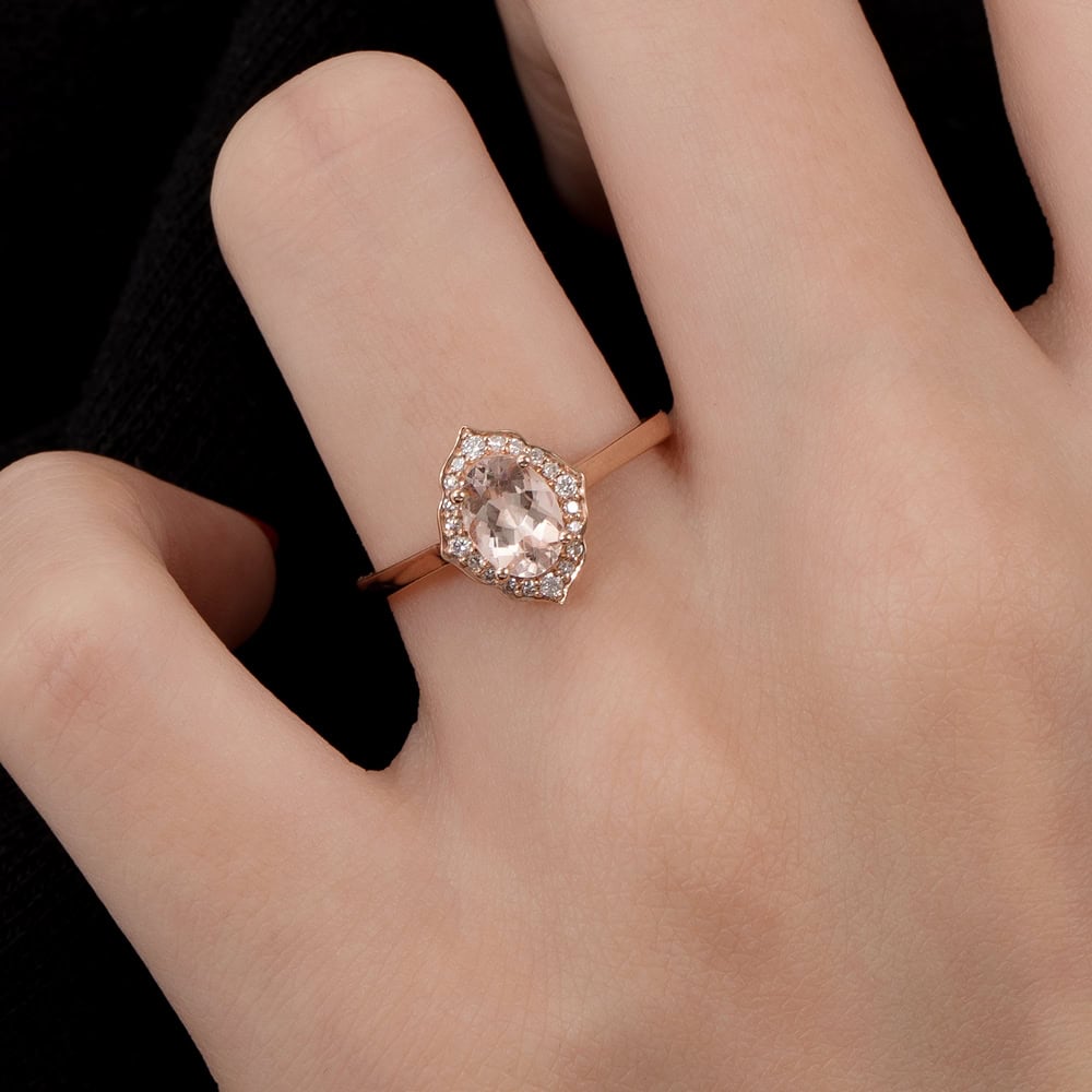 Mini Floral Morganite Engagement Ring - Lizzie - Image 4